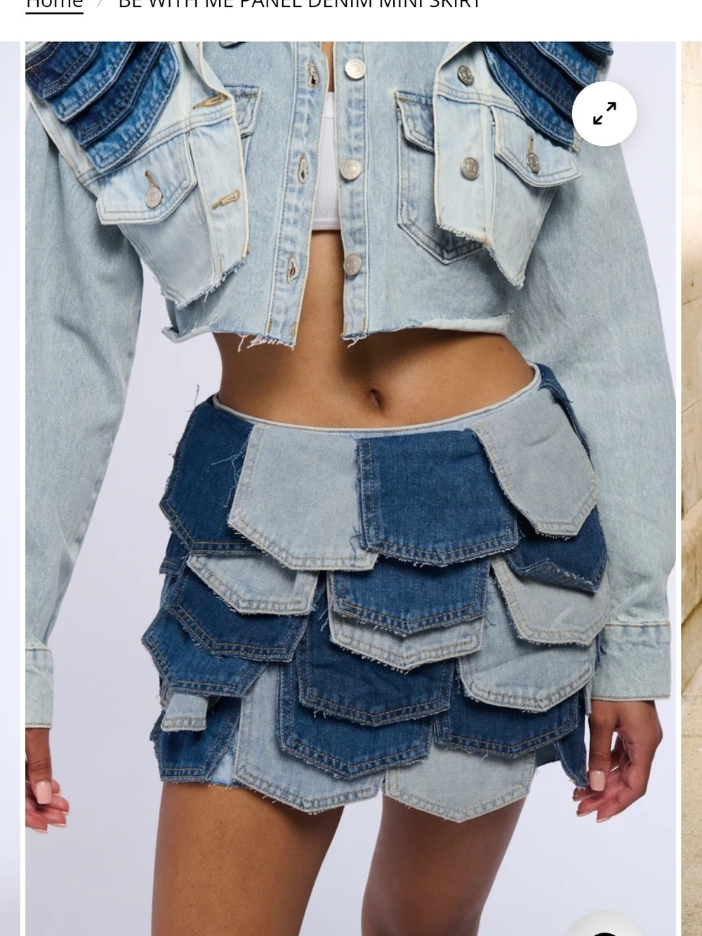 NWT AKIRA Two-Tone Patchwork Denim Mini Skirt - Light & Dark Blue- Size L
